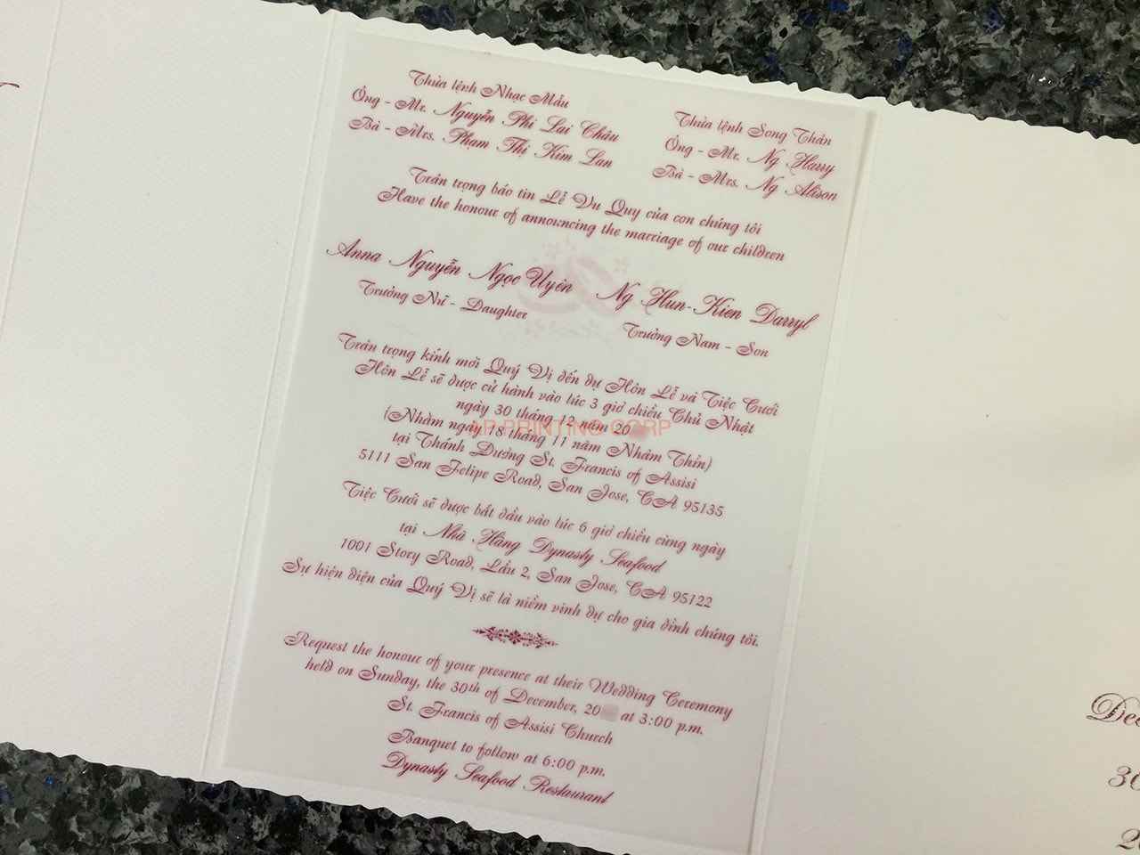 K8434 [I-10] Vietnamese & English Wedding Invitation