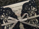 Champagne Glittery Laser Cut Pocket Wedding Invitation