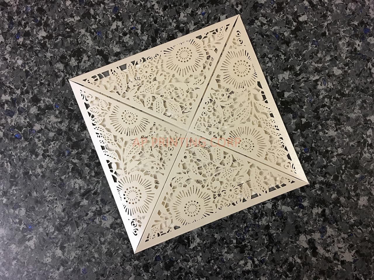 Bride and Groom under Heart Tree Laser Cut Wedding Invitation