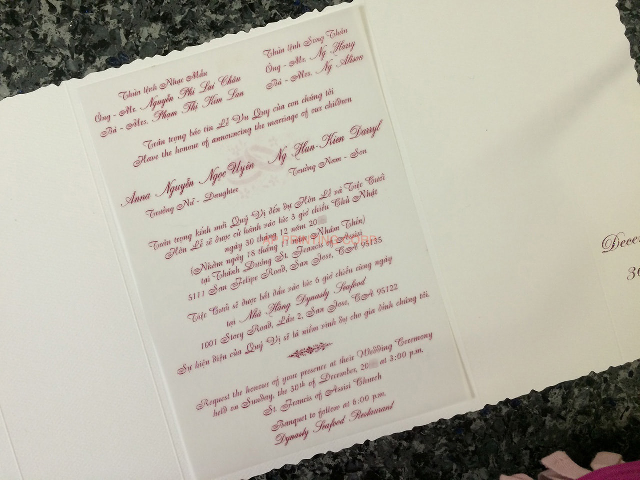 K8434 [I-10] Vietnamese & English Wedding Invitation