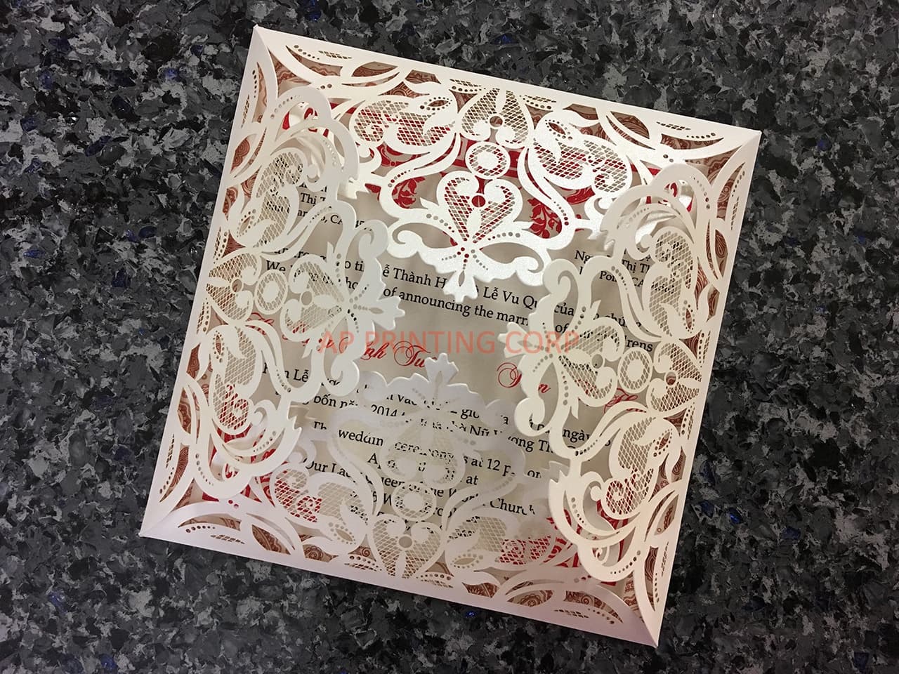 Bride and Groom under Tree Laser Cut Wedding Invitation