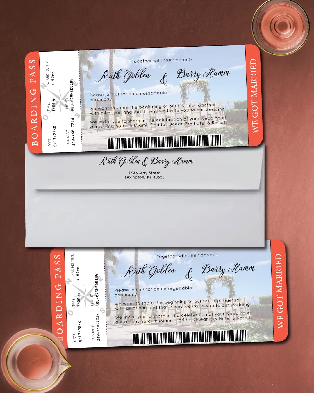 Ticket Dream Place Boarding Pass Wedding Invitations