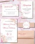 Inspirational Pink Flowers Simple Flat 5x7 Wedding Invitation