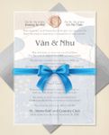 Watercolor Hand Drawn Vellum Wrapped Vietnamese & English Wedding Invitation 2