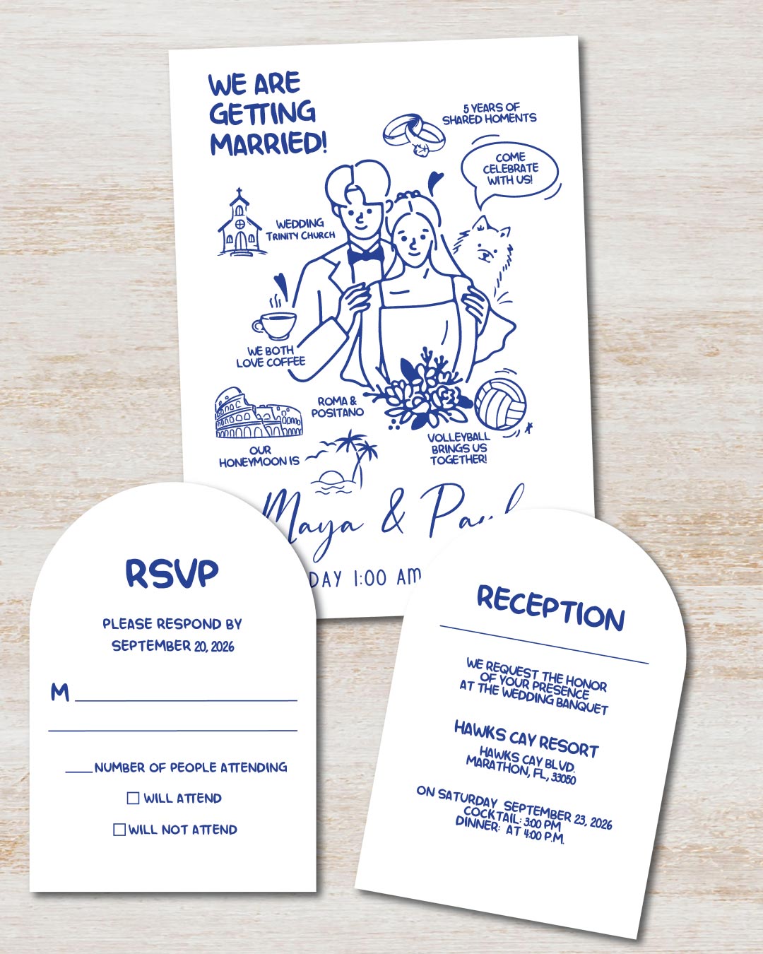 Creative Illustration Unique Style Wedding Invitations 1