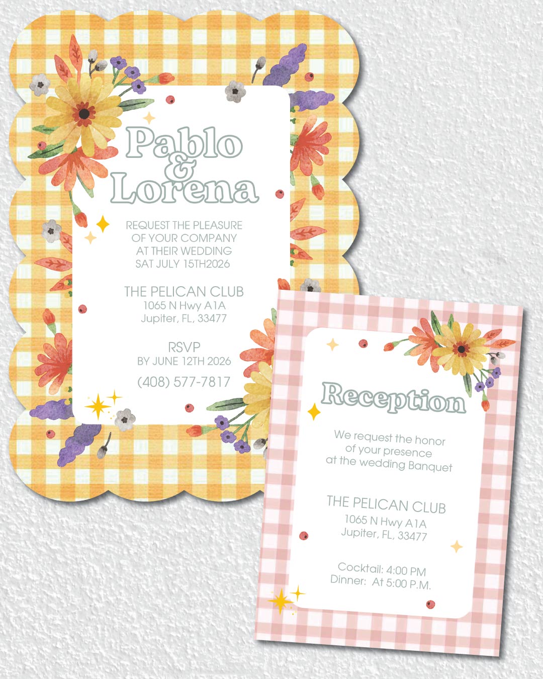 Gingham Bloom Wedding Unique Style Wedding Invitations 1