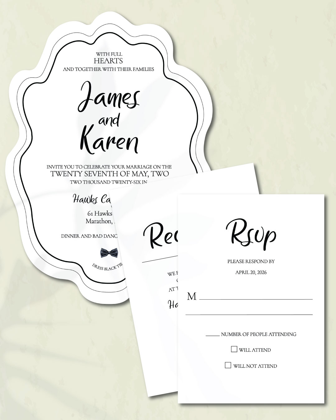 Curved Romance Wedding Unique Style Wedding Invitations 1