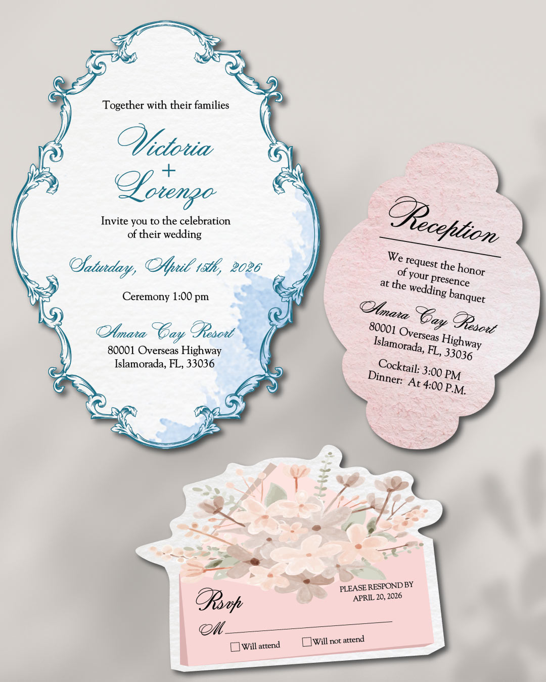 Soft Lines Unique Style Wedding Invitations 1