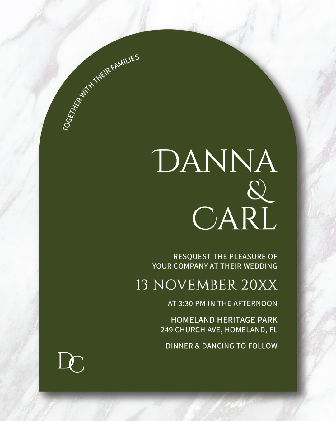 Elegant Olive Unique Style Wedding Invitations 2