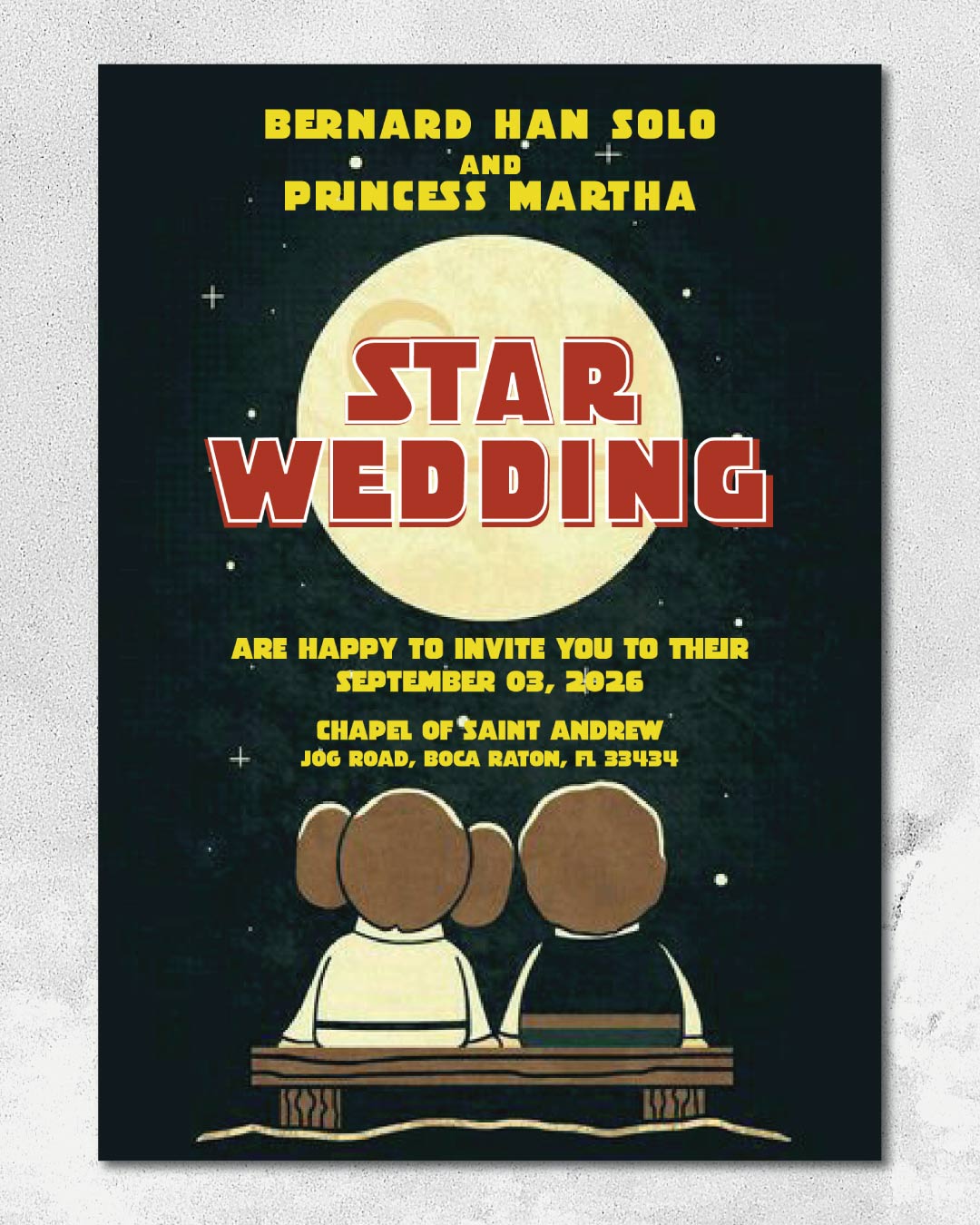 Star Wedding Simple Flat 5x7 Unique Style Wedding Invitation 2