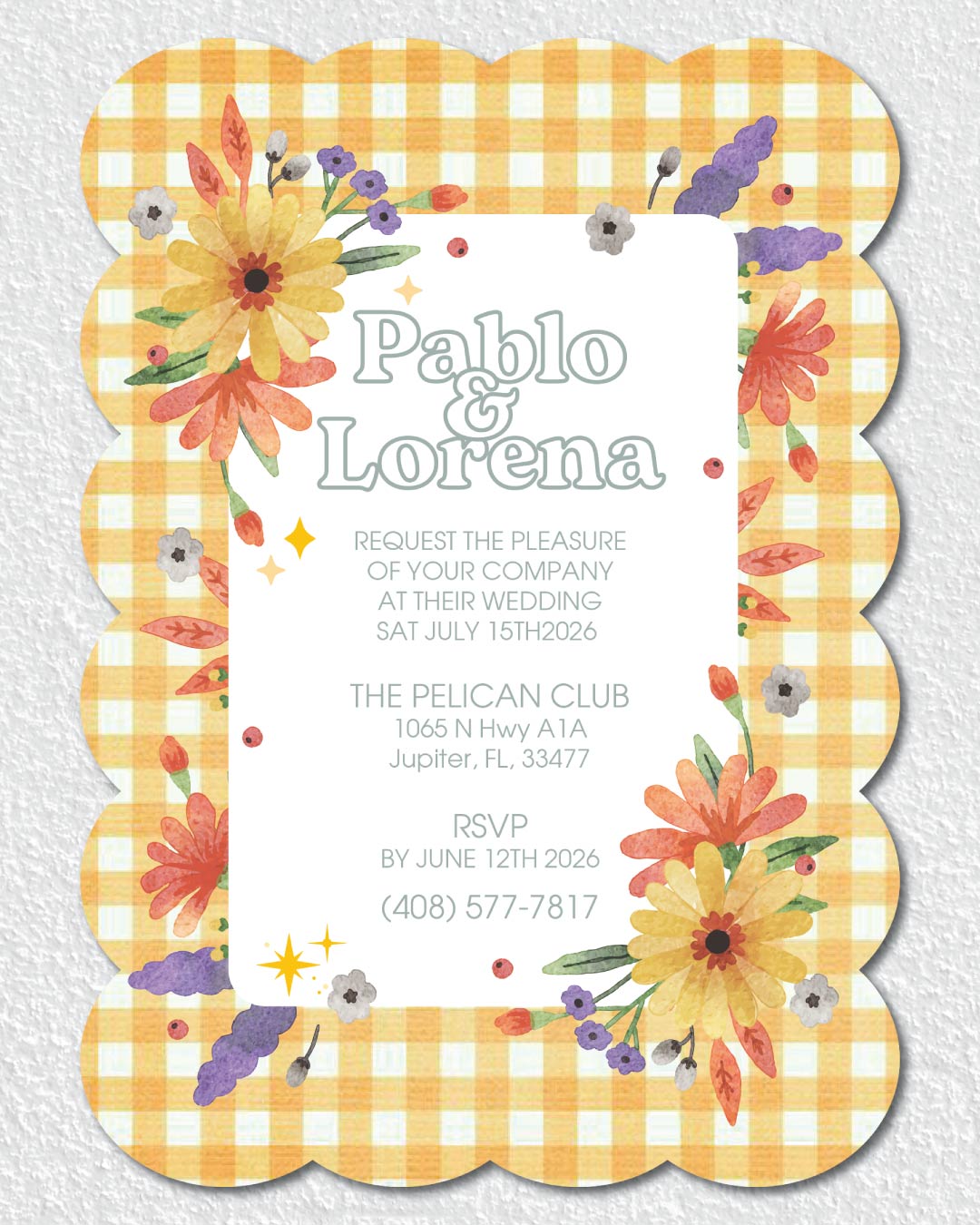 Gingham Bloom Wedding Unique Style Wedding Invitations 2