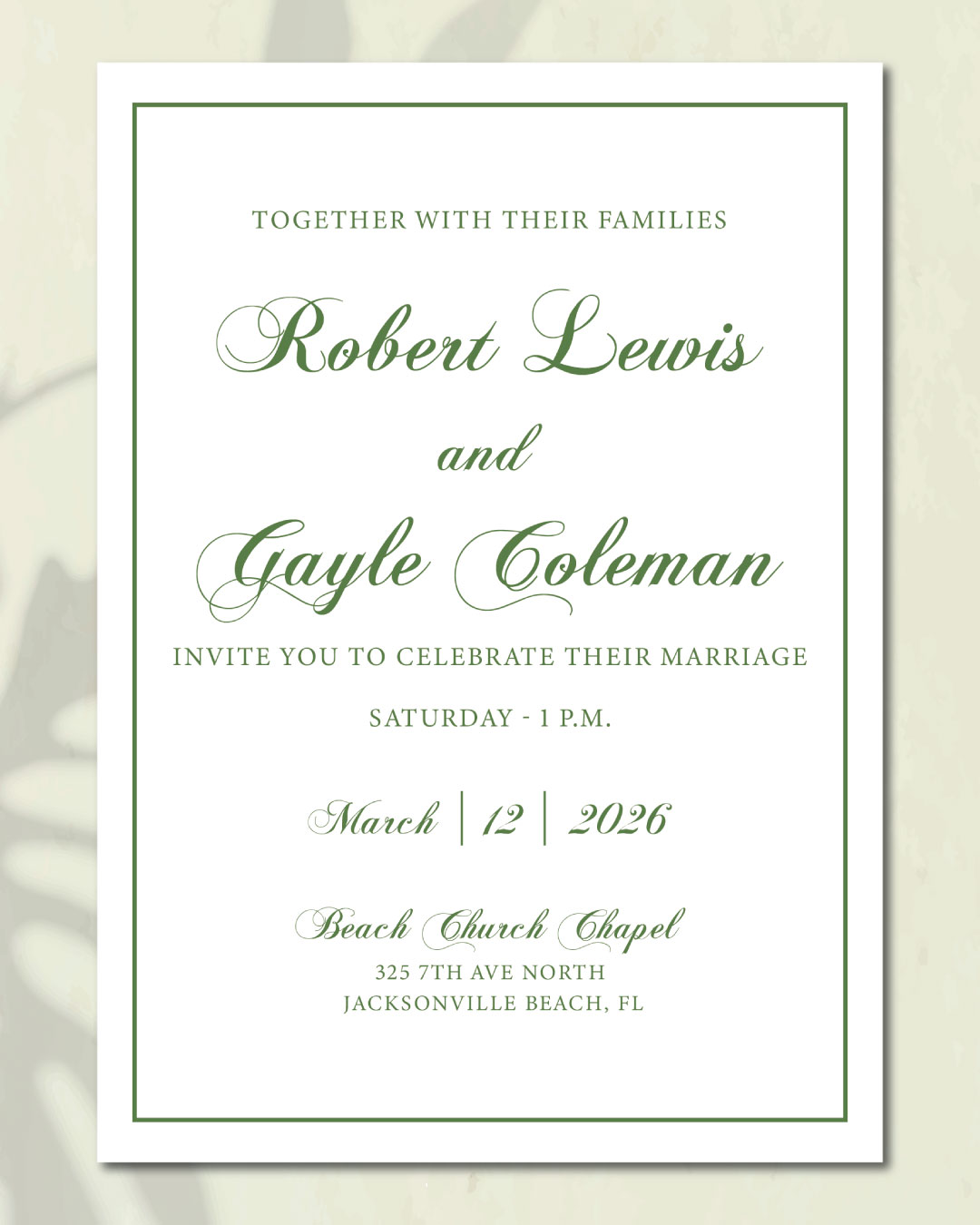 Green Serenity Unique Style Wedding Invitations 2