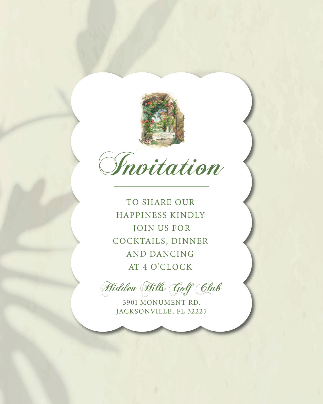 Green Serenity Unique Style Wedding Invitations 3