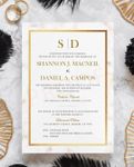 Luxurious Gilt Border Simple Flat 5x7 Wedding Invitation 1