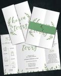 Delicate Leaves 5x7 Gate Fold Wedding Invitation