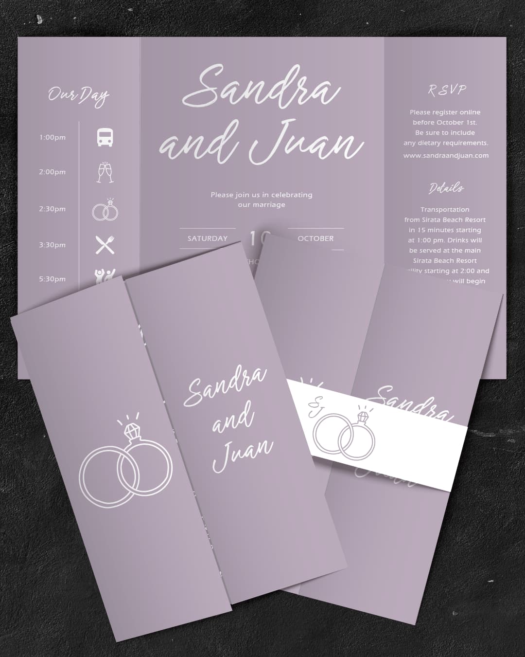 Invitation Rings 5x7 Gate Fold Wedding Invitation