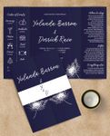 White Flower Lineart 5x7 Gate Fold Wedding Invitation