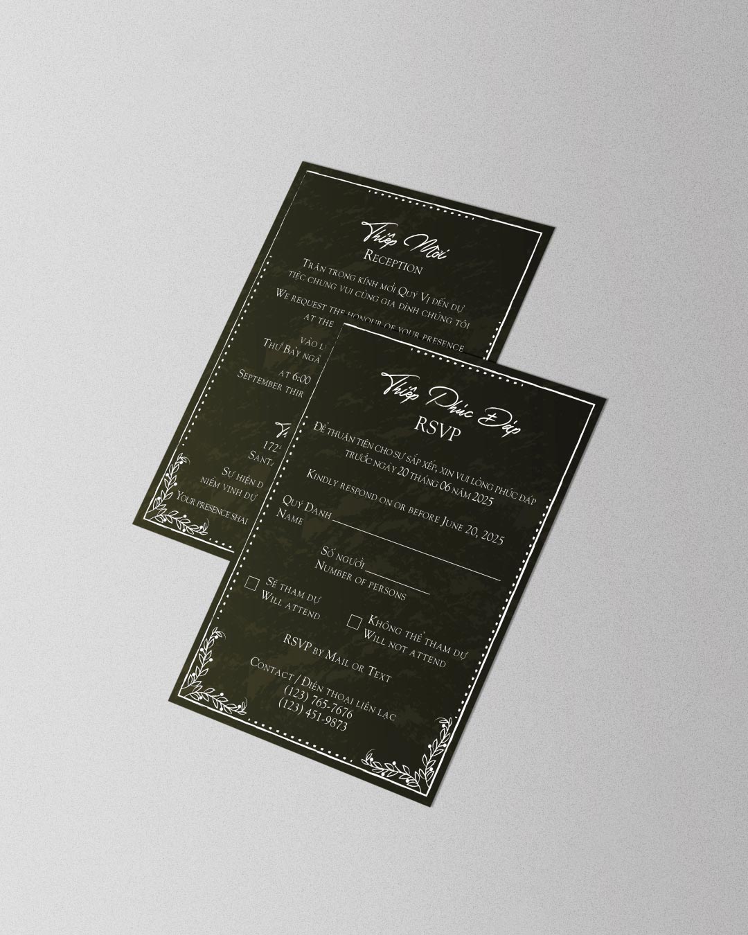 Dark and Rustic Simple Flat 5x7 Wedding Invitation 2