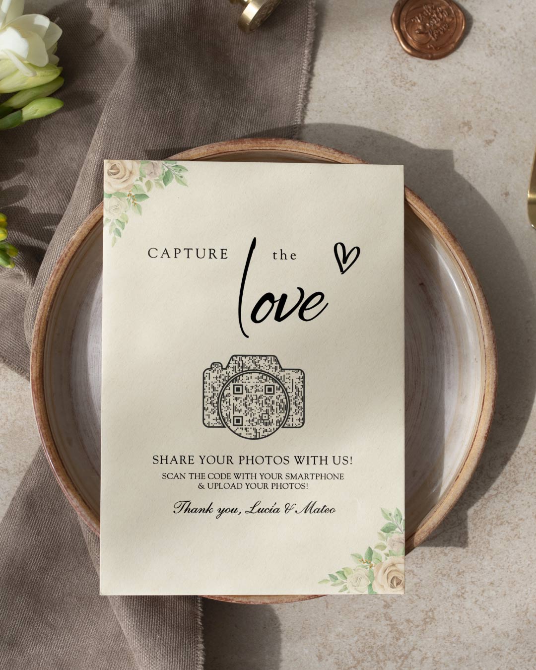 Elegant Ivory Blooms Wedding Menu Cards 2