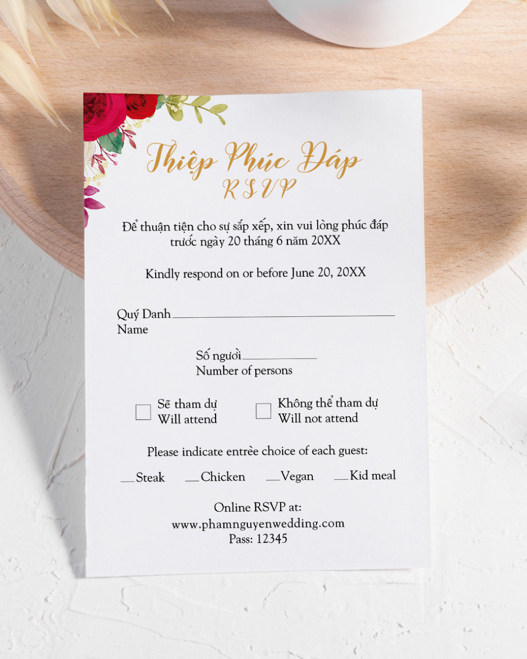 Gorgeous Flower Arrangement Simple Flat 5x7 Wedding Invitation 2