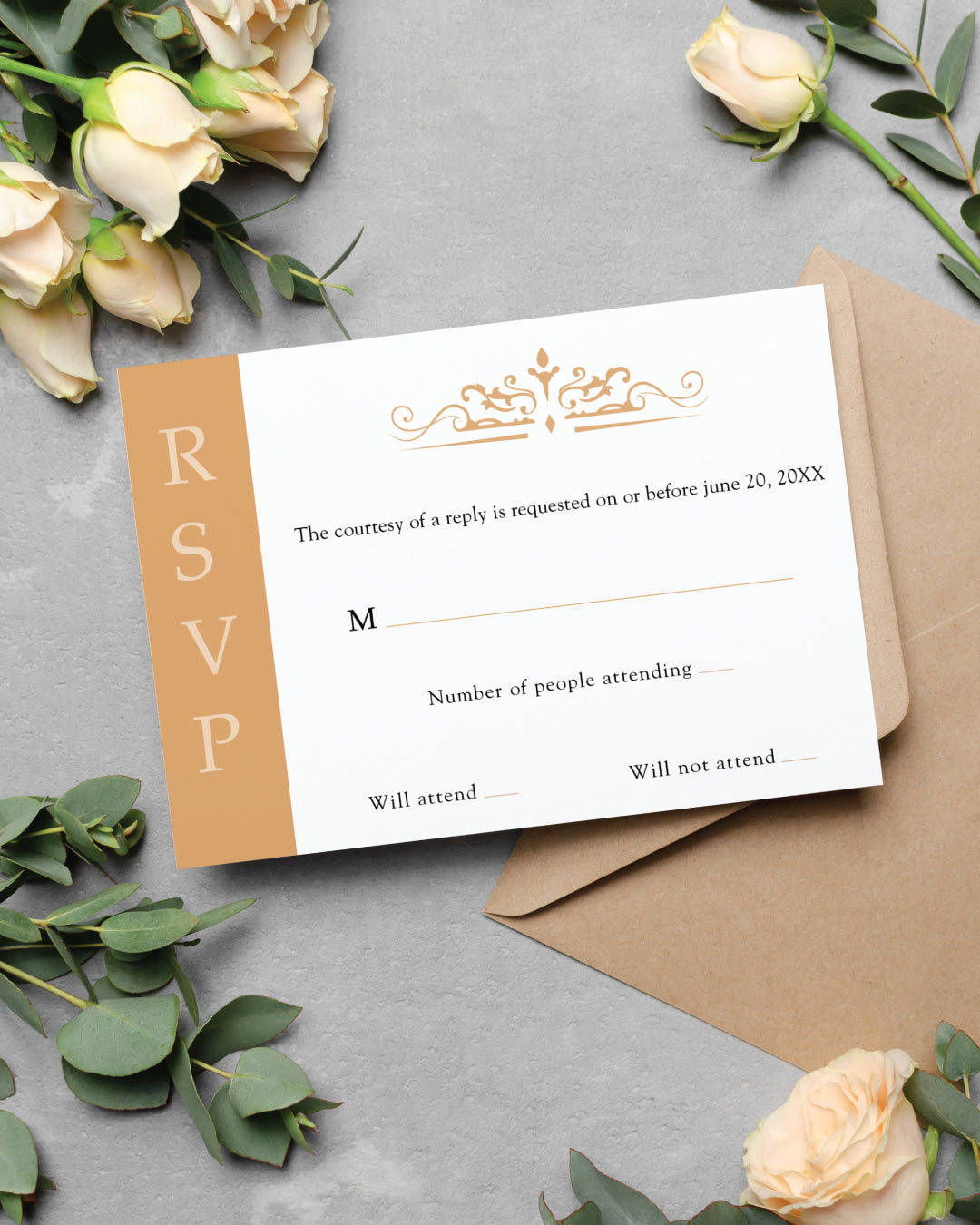 Solemn Emblem Design Simple Flat 5x7 Wedding Invitation 3