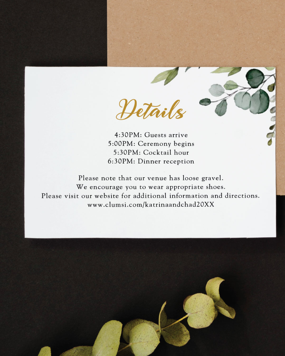 Botanical Greenery Simple Flat 5x7 Wedding Invitation 3