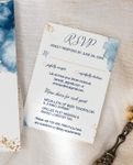 Blue and Gold Dreams Simple Flat 5x7 Wedding Invitation 3