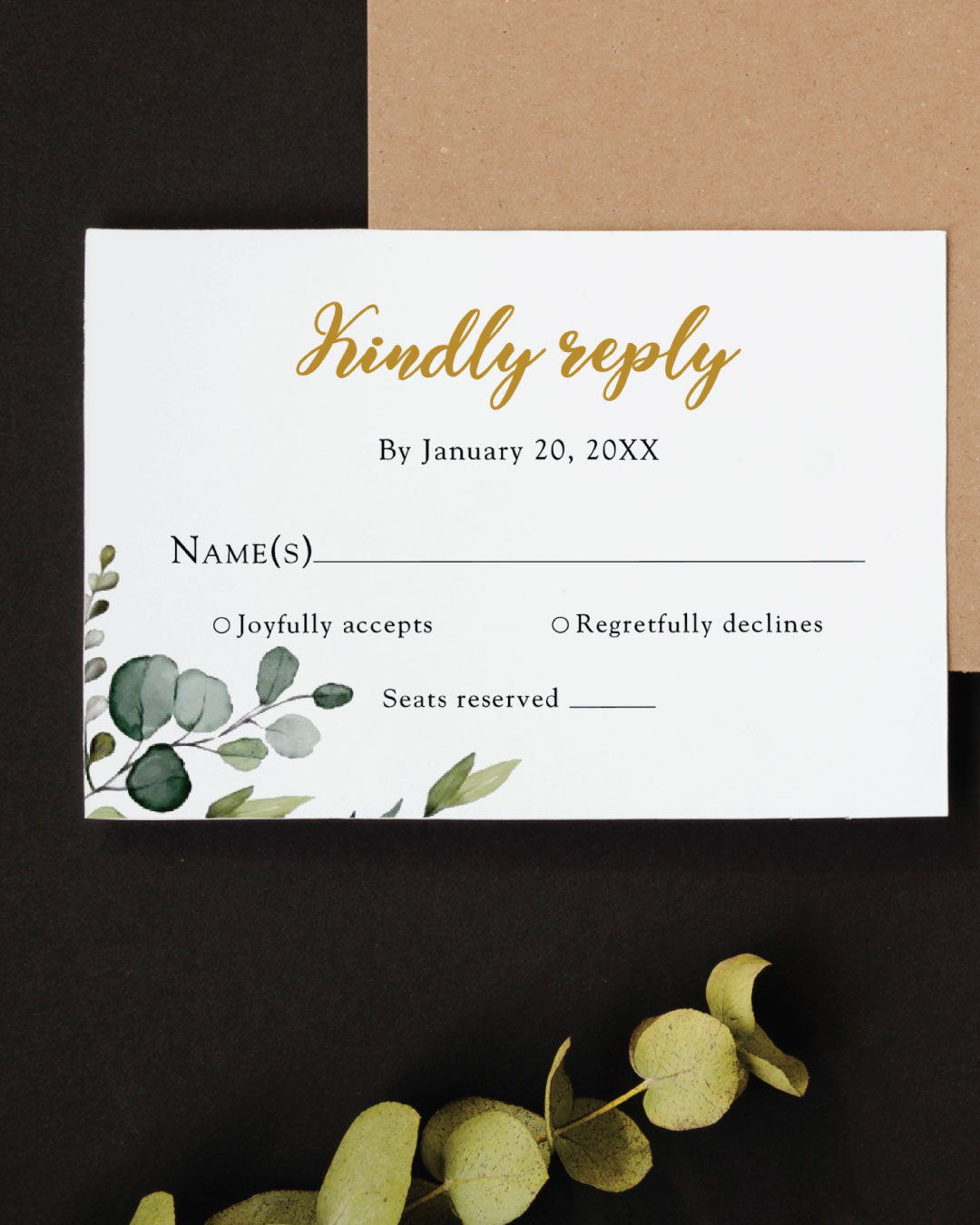 Botanical Greenery Simple Flat 5x7 Wedding Invitation 4