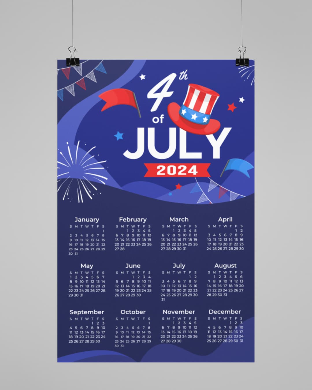 4th of July Calendar