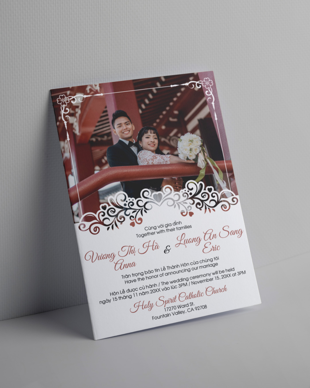 Beautiful Photo Frame Simple Flat 5x7 Wedding Invitation 1
