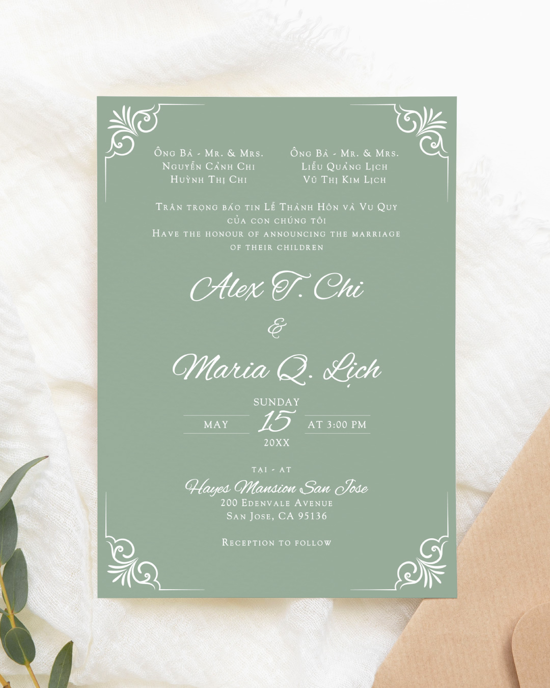 Simple and Elegant Simple Flat 5x7 Wedding Invitation 1