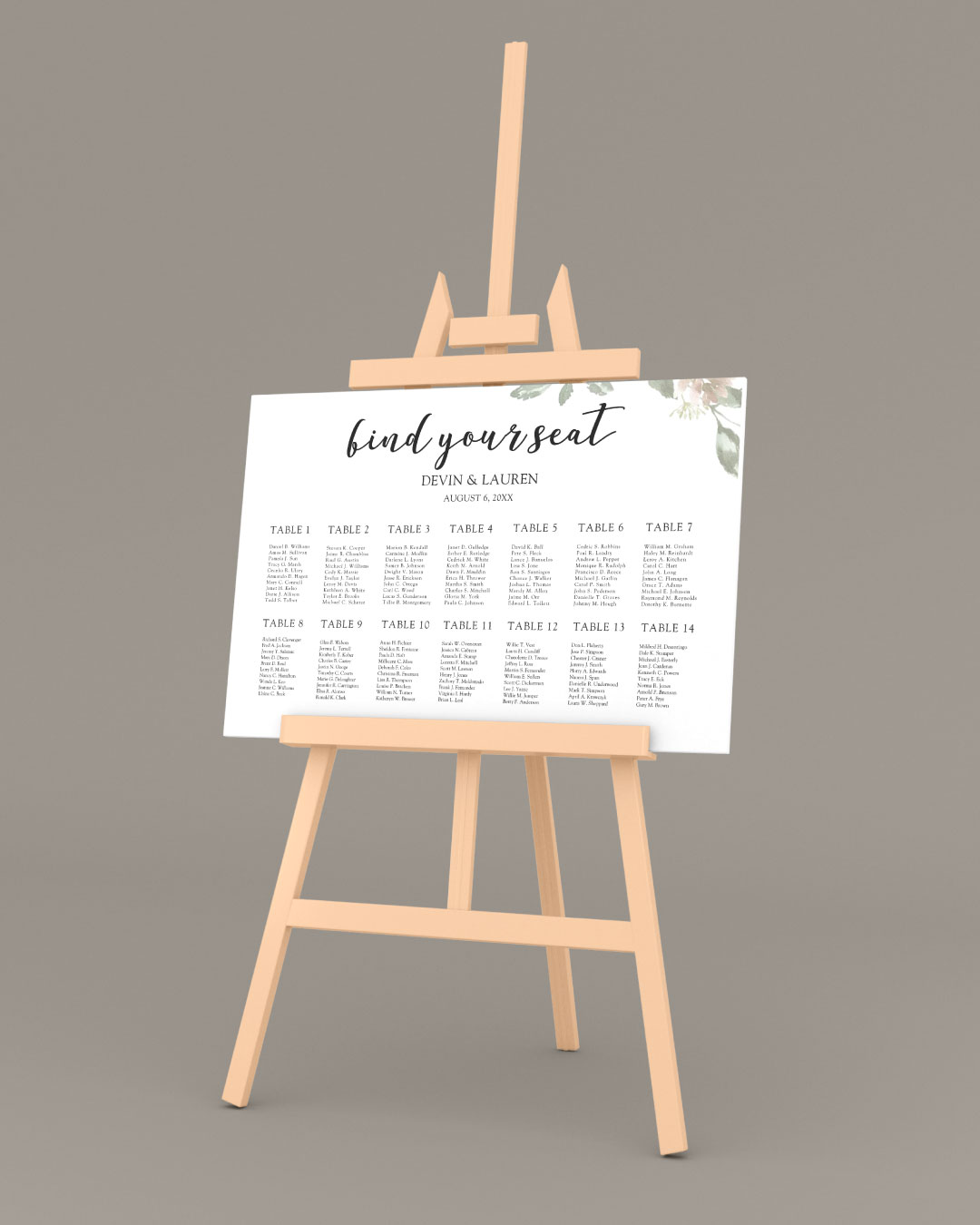 Blossom Arrangemen Seating Chart 1