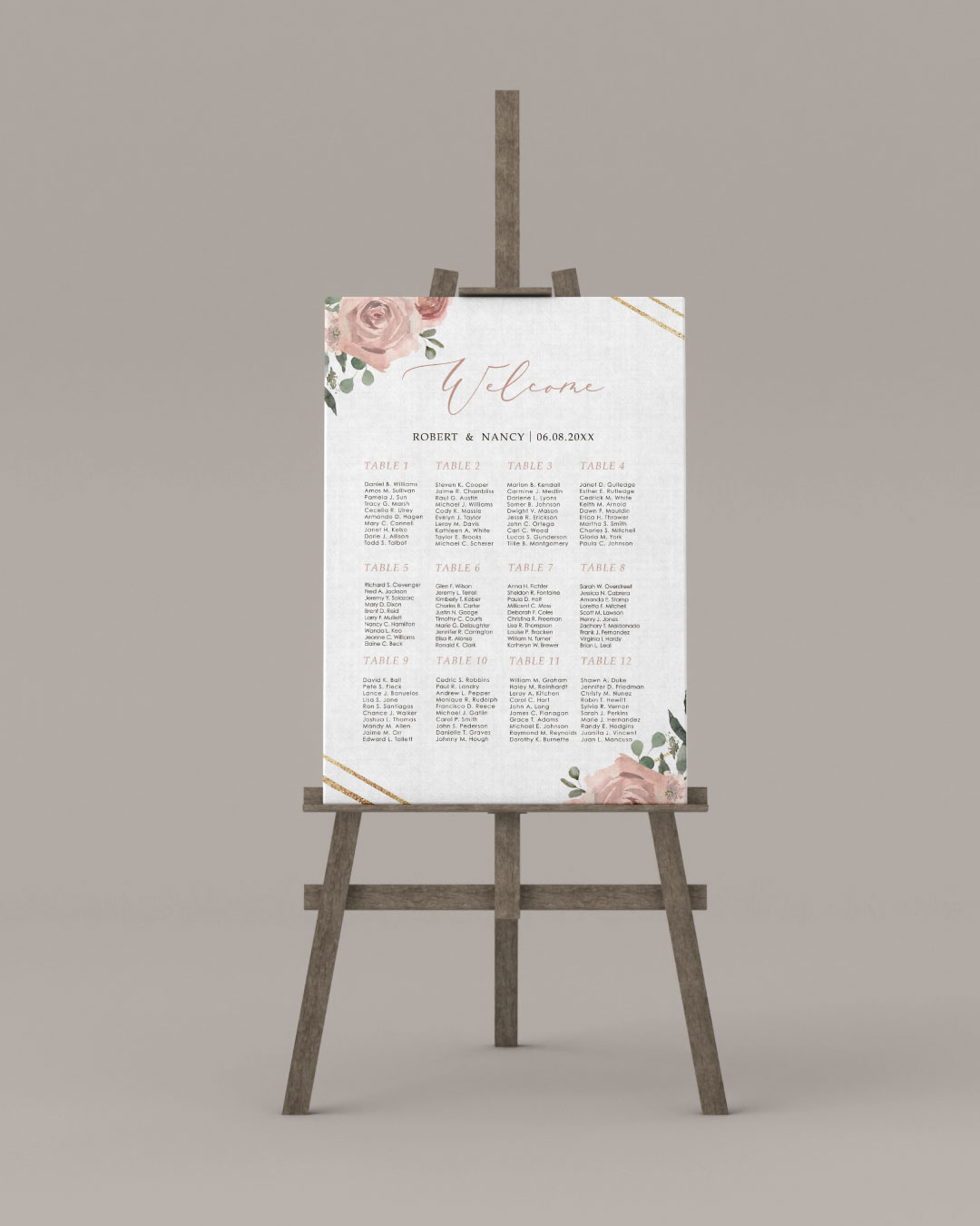 Romantic Rose Gold Seating Chart 1