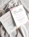 Soft Pink and Flowers Simple Flat 5x7 Wedding Invitation 1