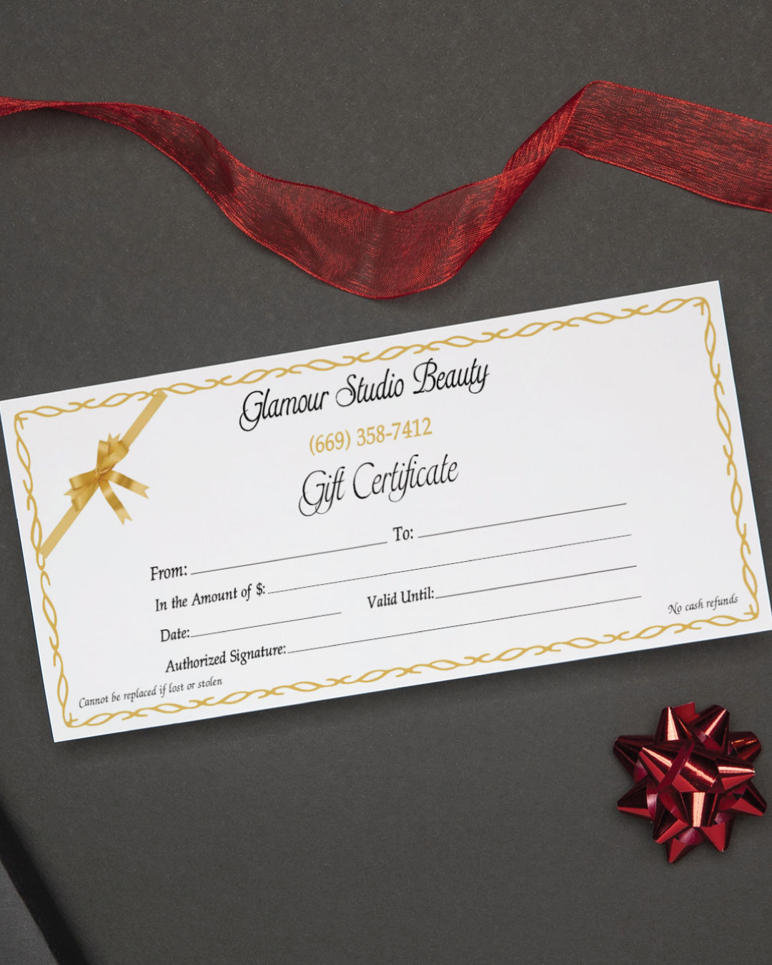 Golden Ribbon Elegance Nails & Spa Gift Certificate 1
