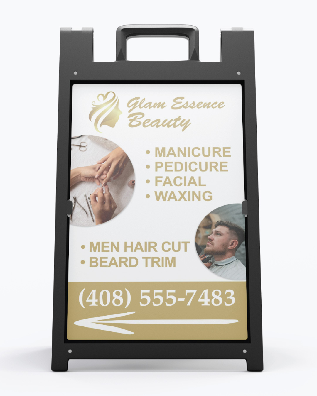 Soft Gold Beauty A Frame Sign 1