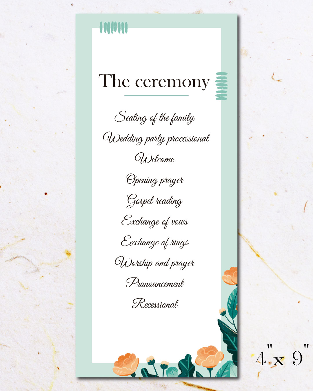 Beautiful Peach Blossoms Wedding Program Cards