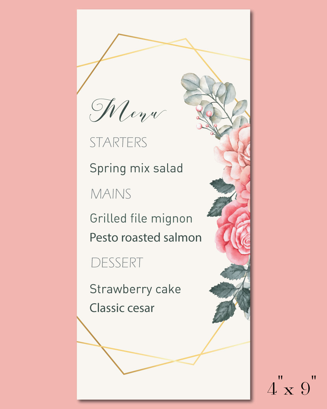 Naturalness And Glamour Wedding Menu Cards
