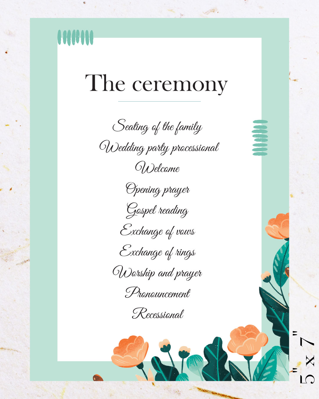 Beautiful Peach Blossoms Wedding Program Cards