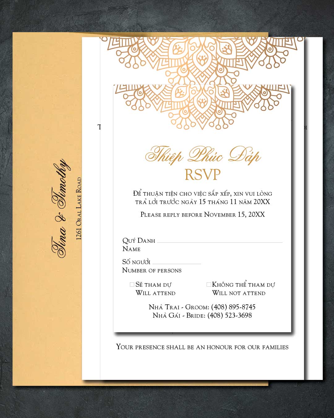 Shiny Golden Mandala Wedding Invitation 2