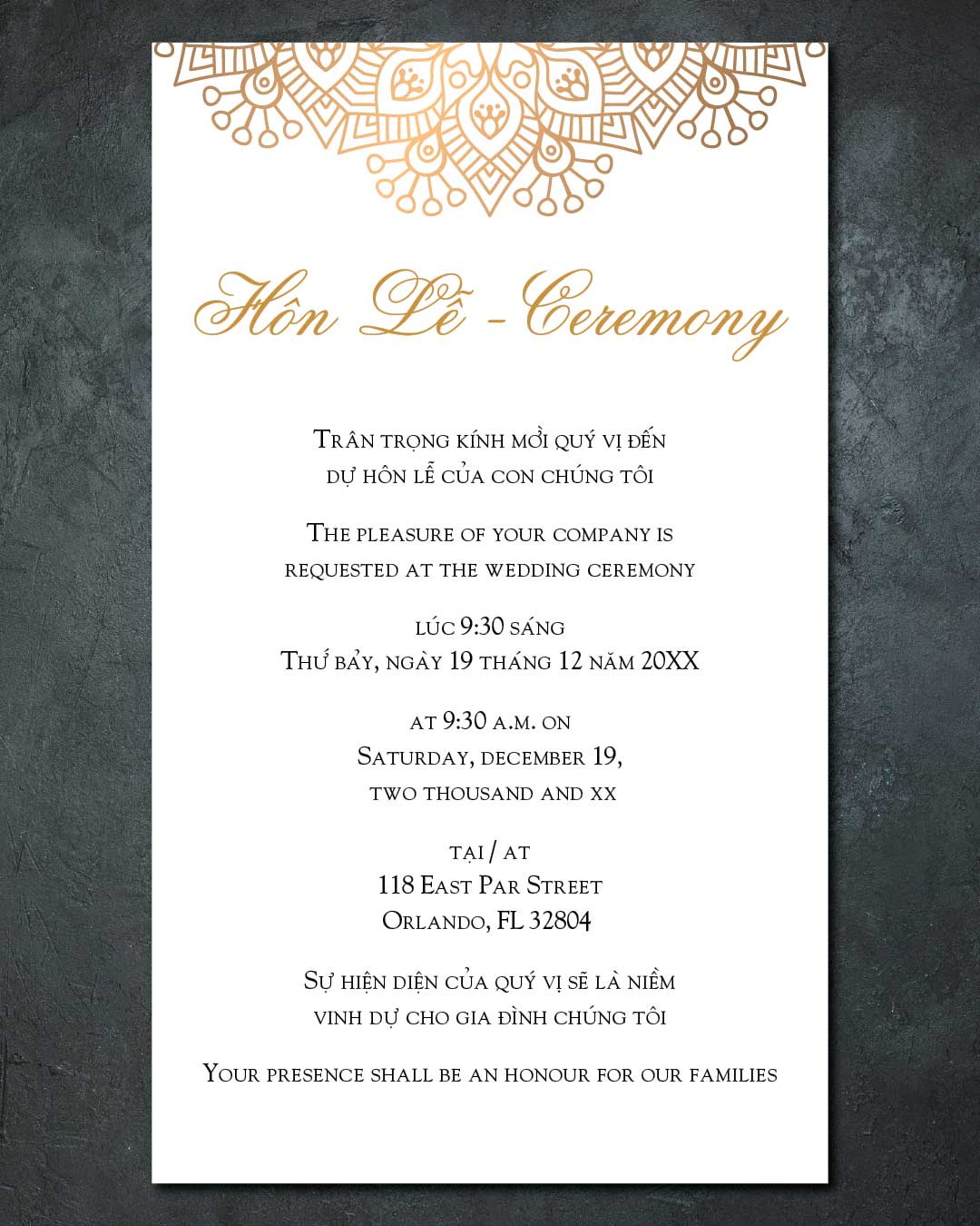 Shiny Golden Mandala Wedding Invitation 4