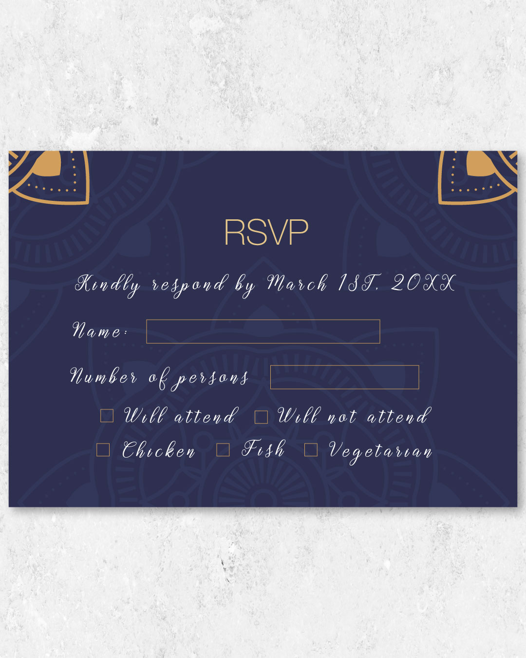 Golden Floral Corners Indian Wedding Invitation