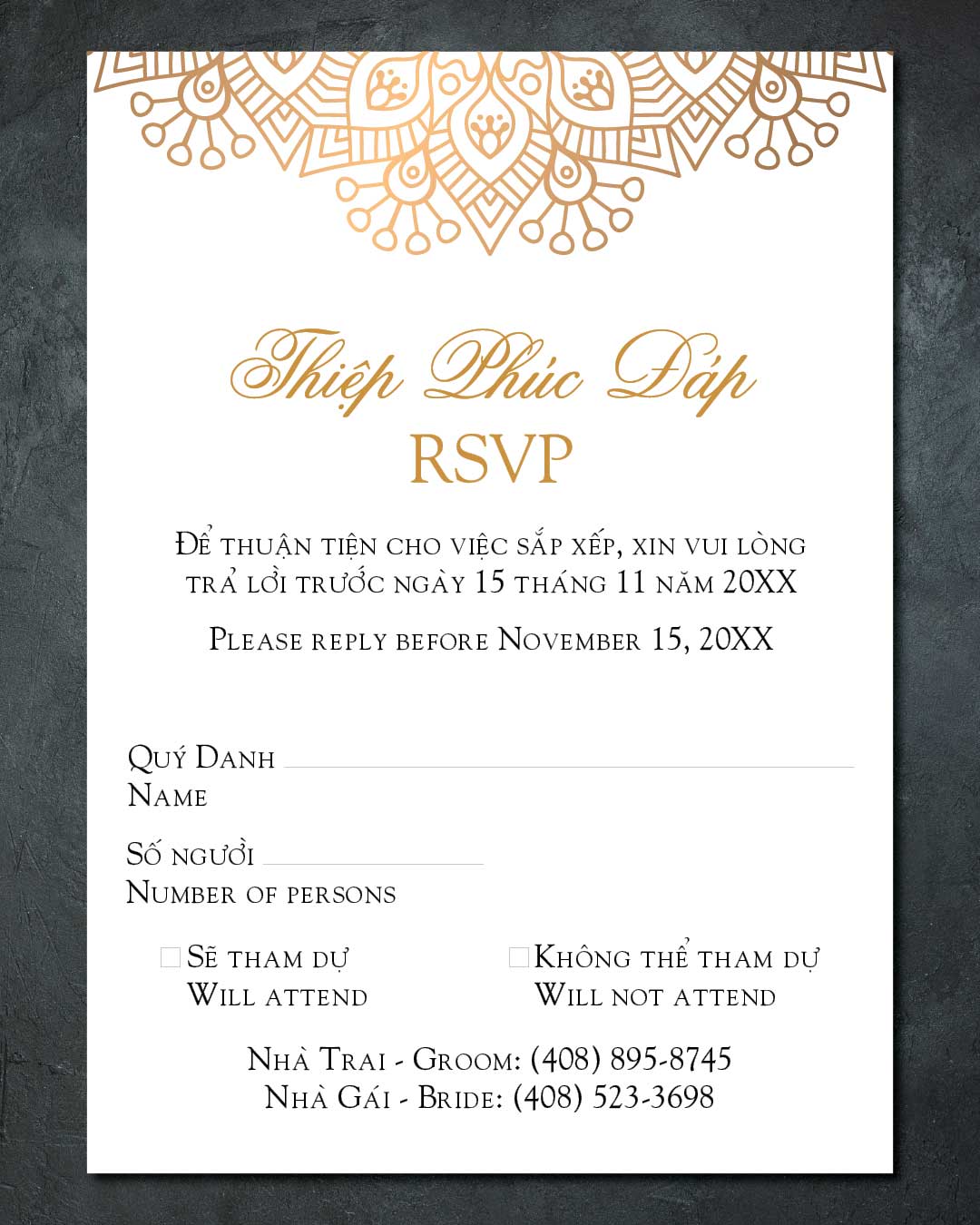 Shiny Golden Mandala Wedding Invitation 5