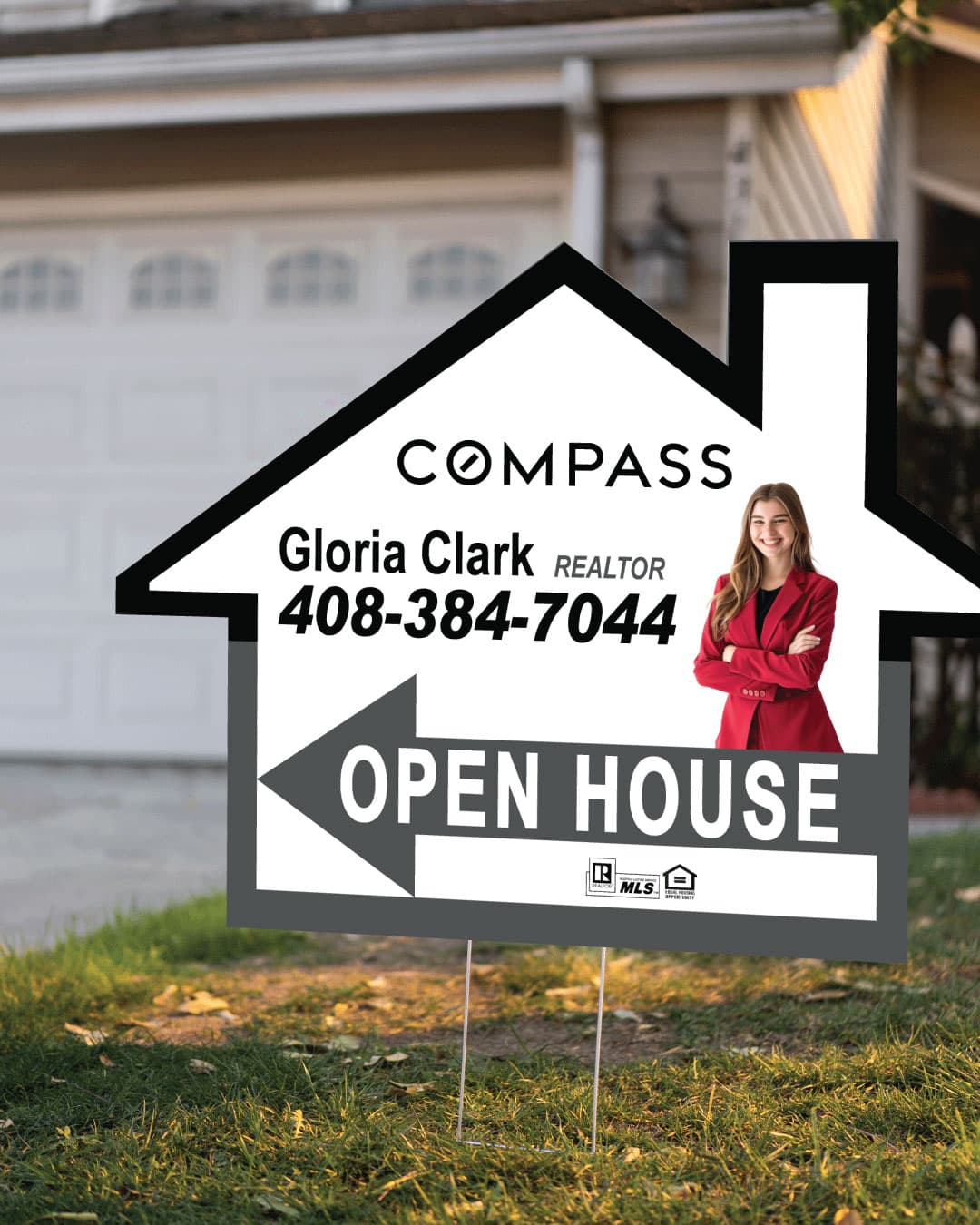 COMPASS Frame Gray and Black House Modern Shape Sign