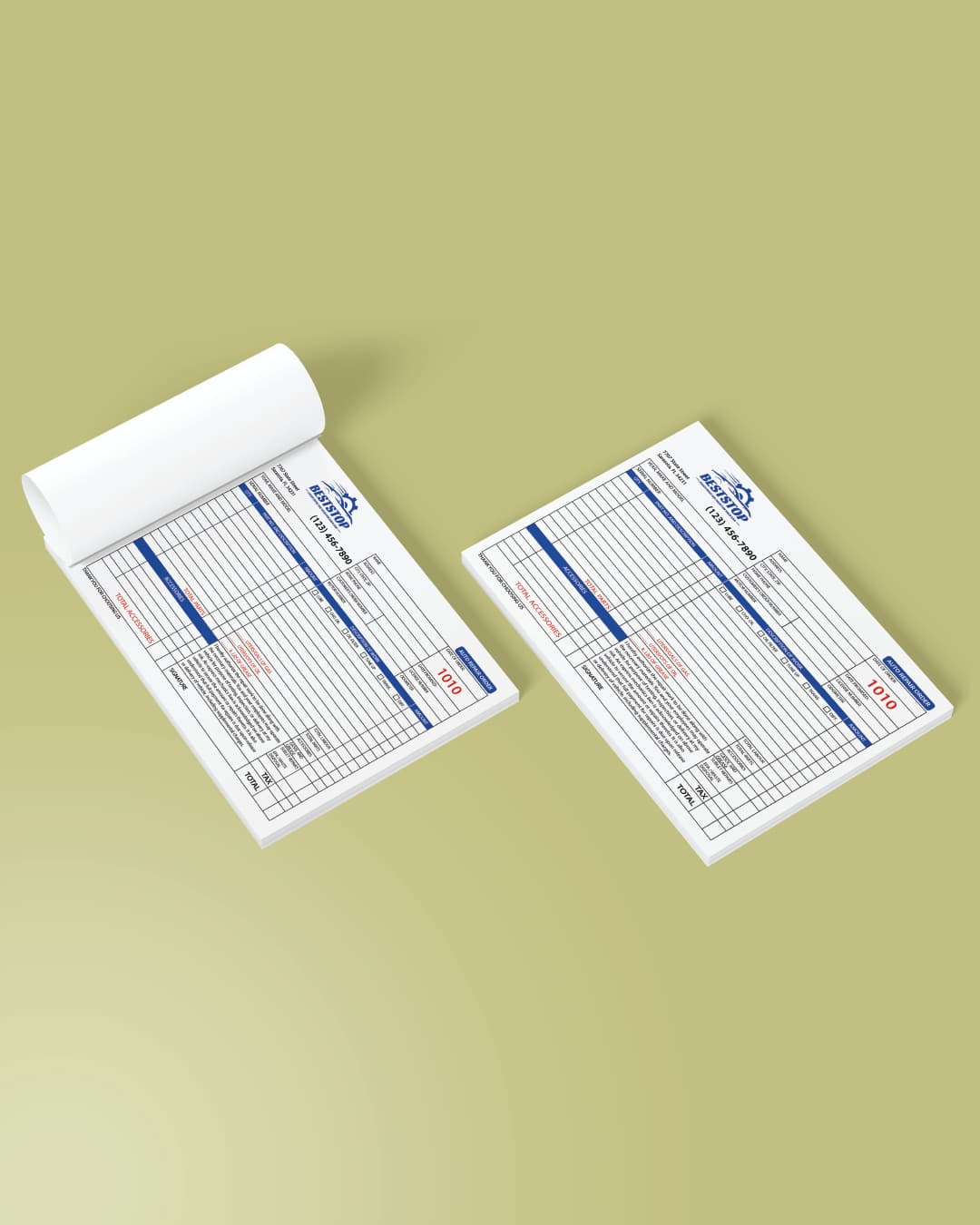 Blue and Red Carbonless Forms (Invoice)