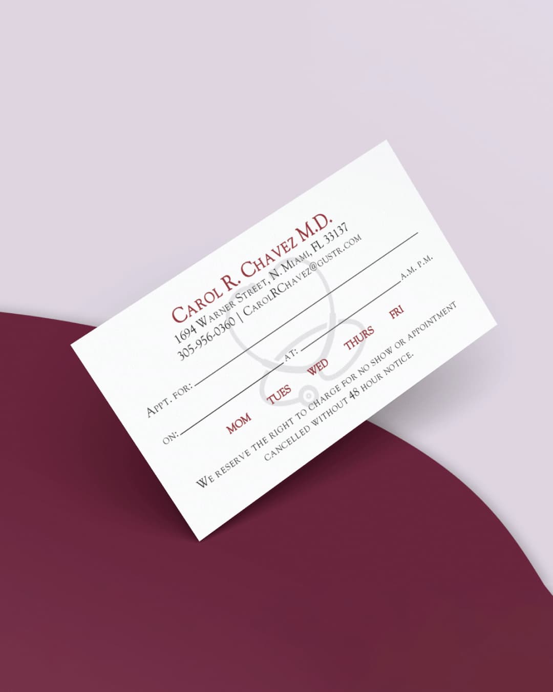 Simple Design With Stethoscope Business Cards