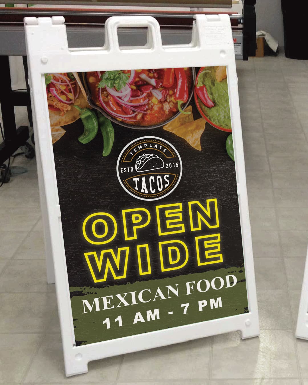 Flashy Mexican Tacos A Frame Signs