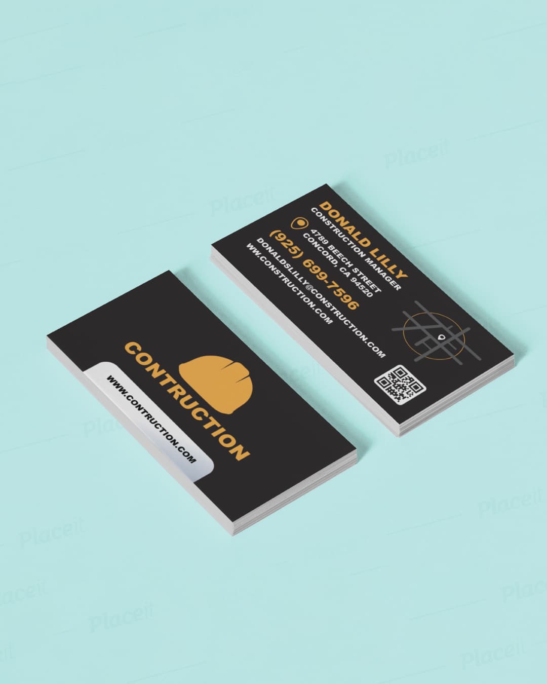 Landscaping & Contractors Black Simple Design Business Cards