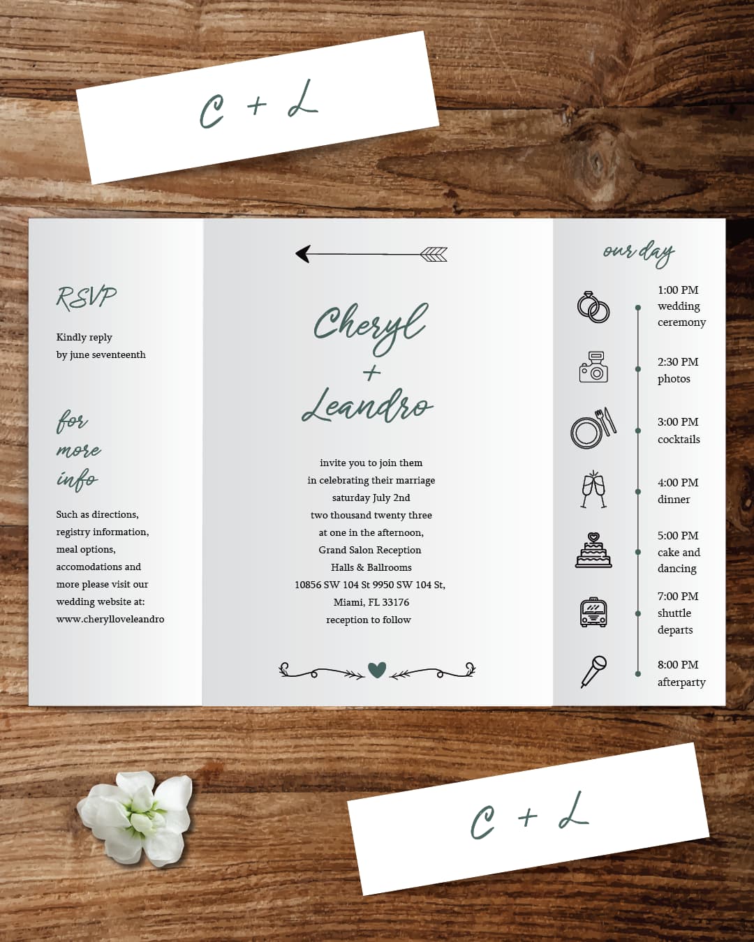 Refined Sunset Silhouette 5x7 Gate Fold Wedding Invitation