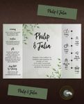 Delicate Emerald Leaves 5x7 Gate Fold Wedding Invitation